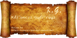 Köpeczi Györgyi névjegykártya